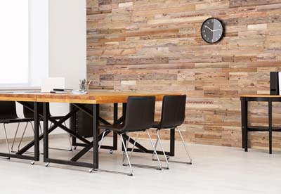 Office interior with wooden planks 
