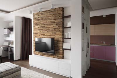 TV un dīvāns sienas Antīkas koksnes