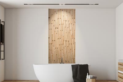 Dekoratīvie sienu paneļi vannasistabā interjerā