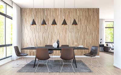 EGO dining room with oak wall apnel