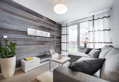 Natural grey boards in apartment interior