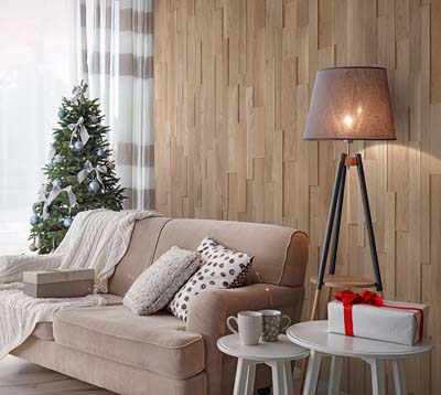 Oak wall panels and a christmass tree