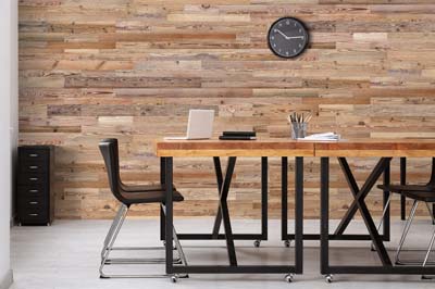 Office interior with wooden planks 