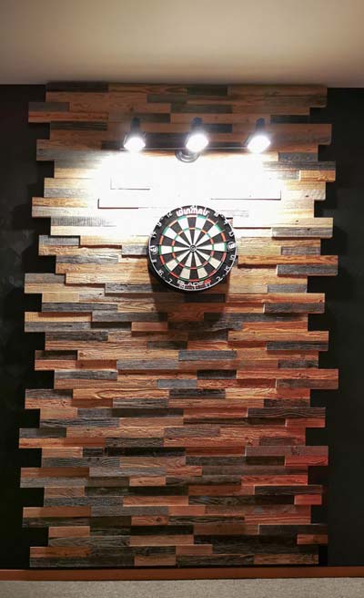 Reclaimed wood dart backboard 