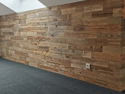 Wall covered with r wood 