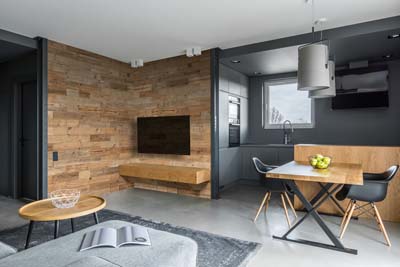 reclaimed wood wall appartment 