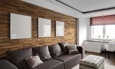 tv and sofa wall reclaimed wood 