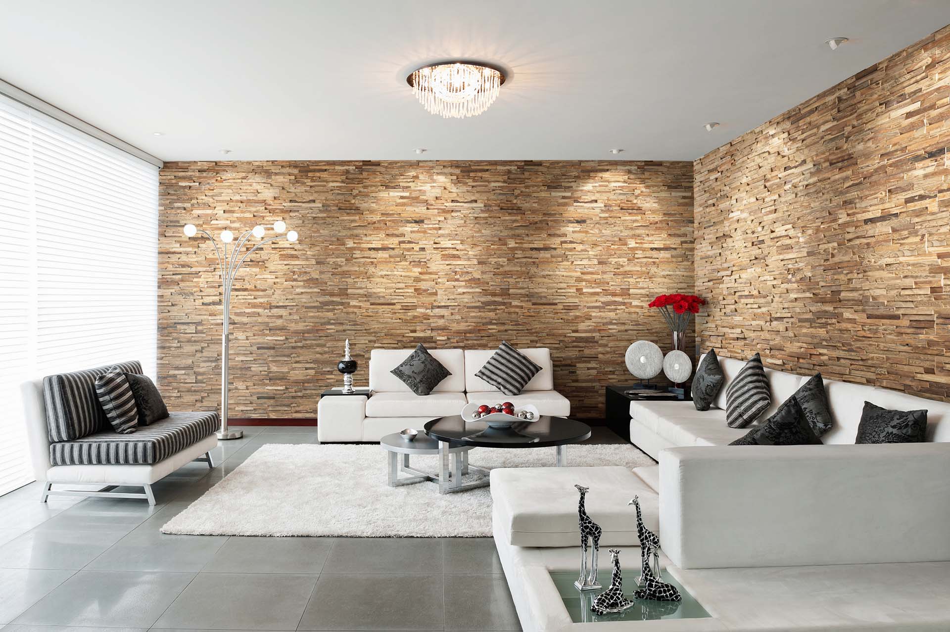 Decorative wall panels in living room