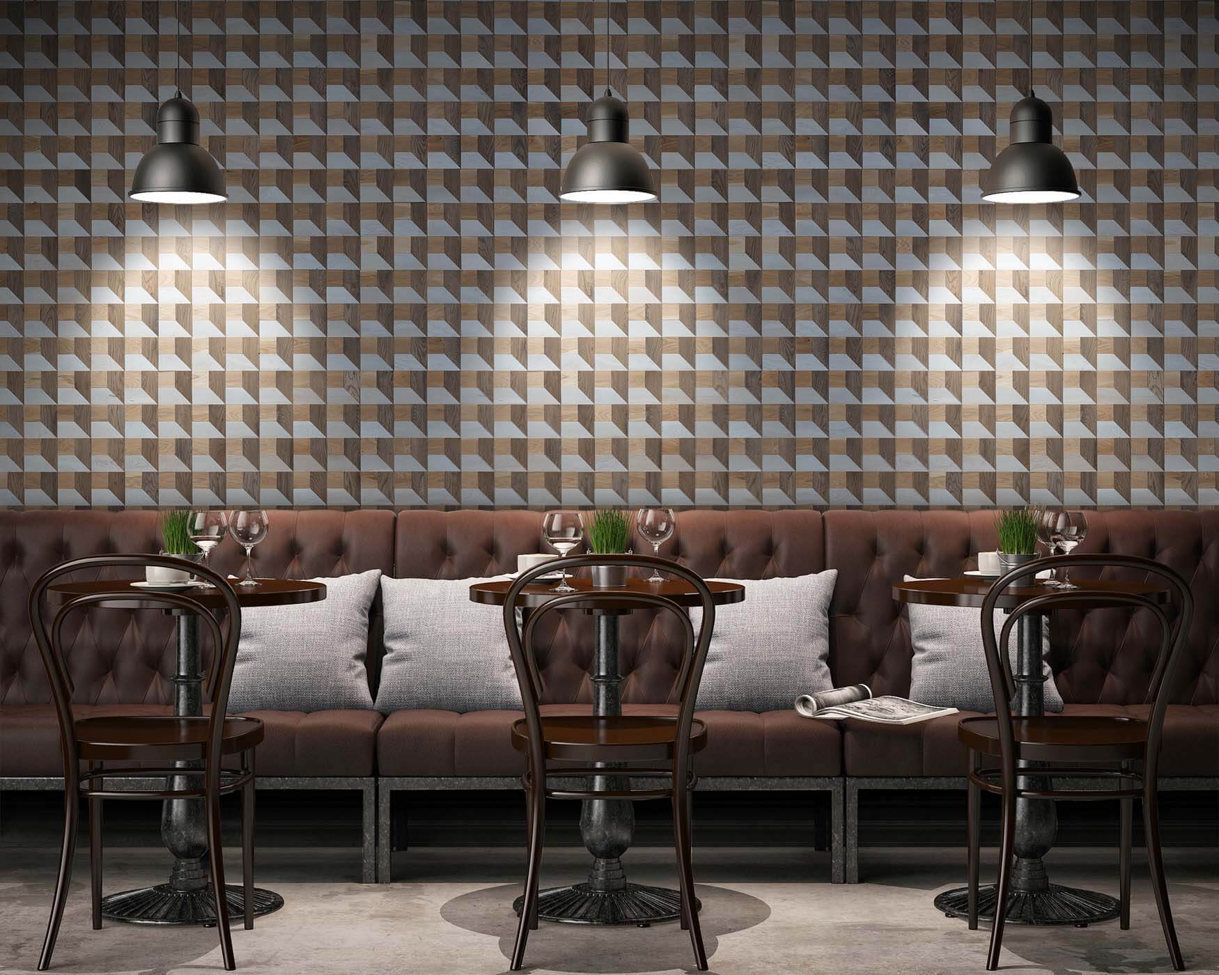 Decorative wall panels in restaurant