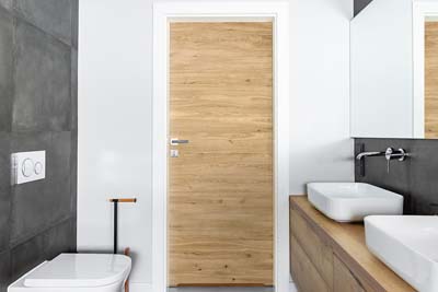 Solid oak doors in bathroom  