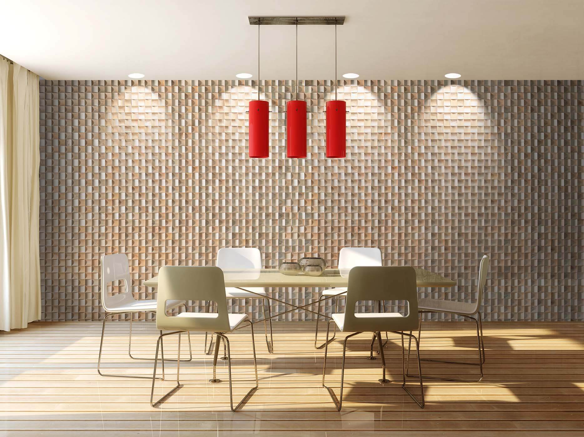 Decorative wall panels in dining room