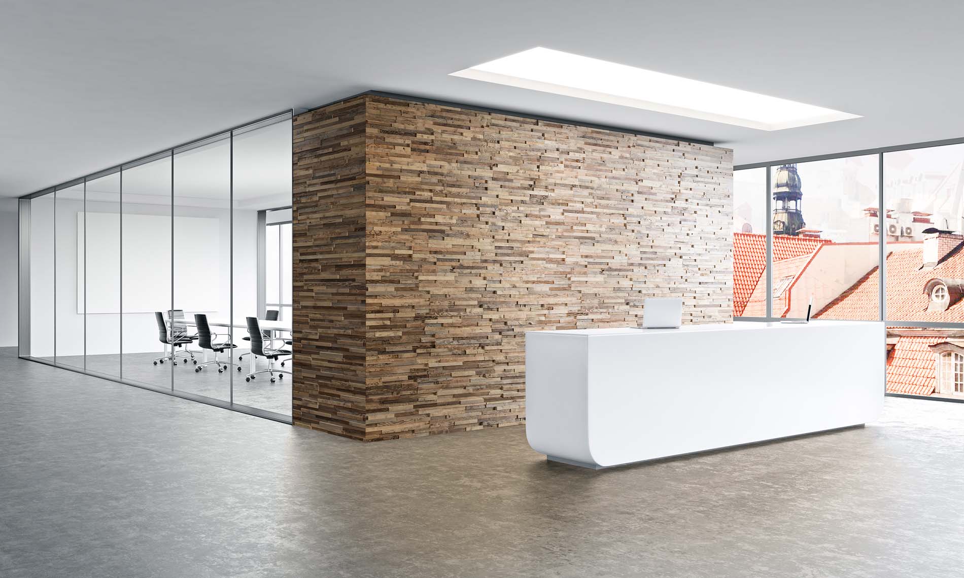 Decorative wall panels in office