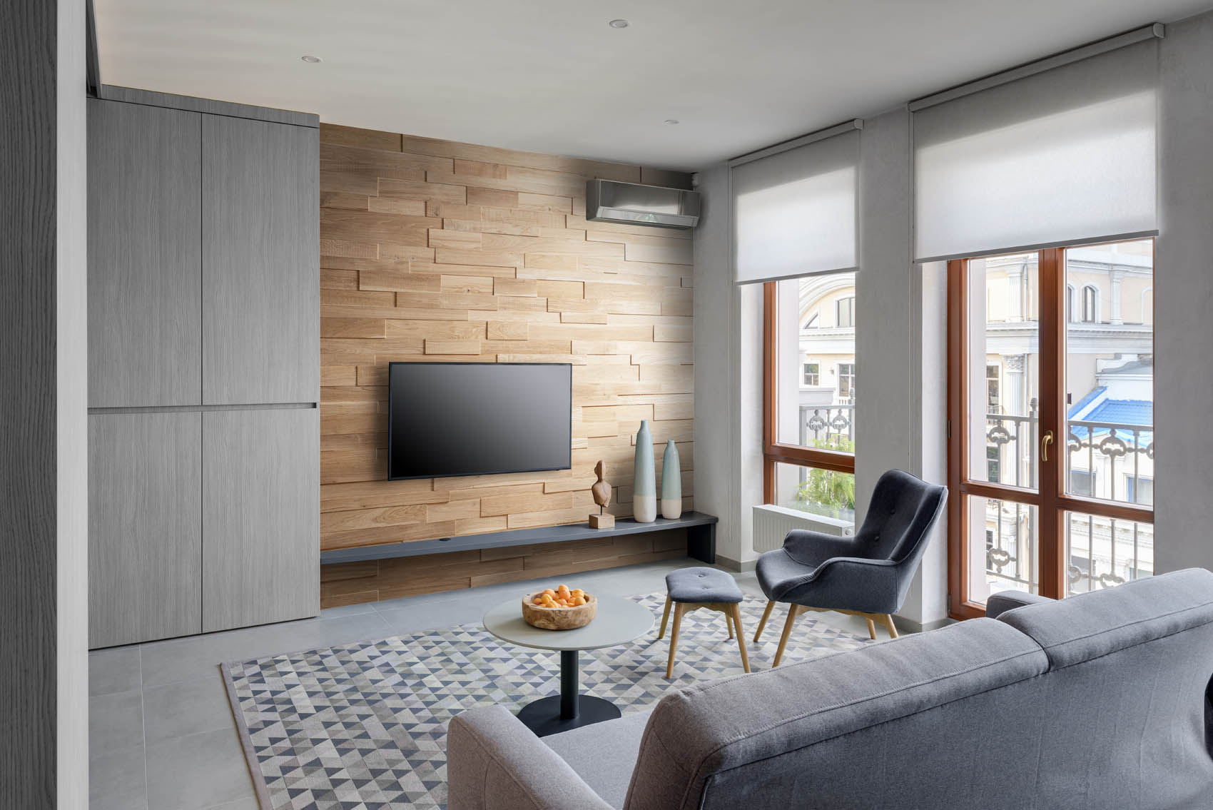 Oak wall panel used in living room