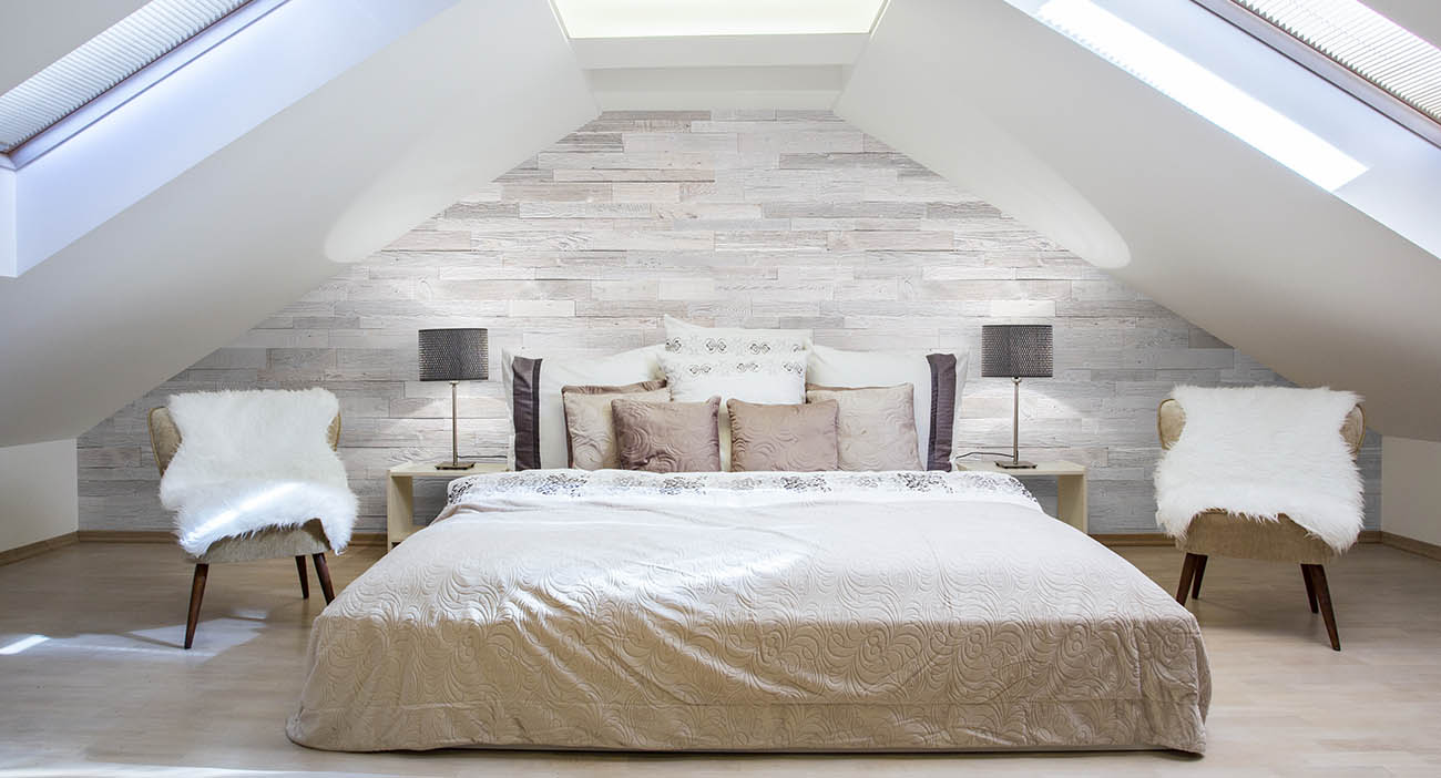 Wall panels in bedroom interior