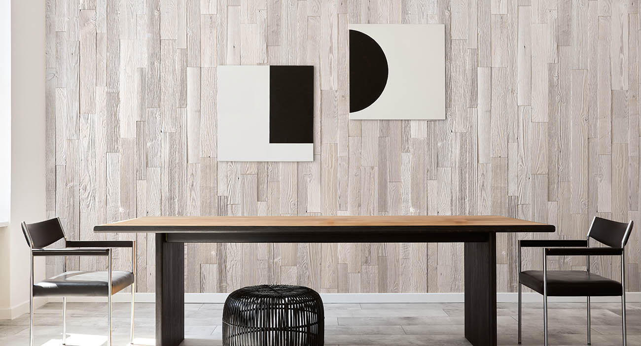 Modern milimalist dining room with wall panels