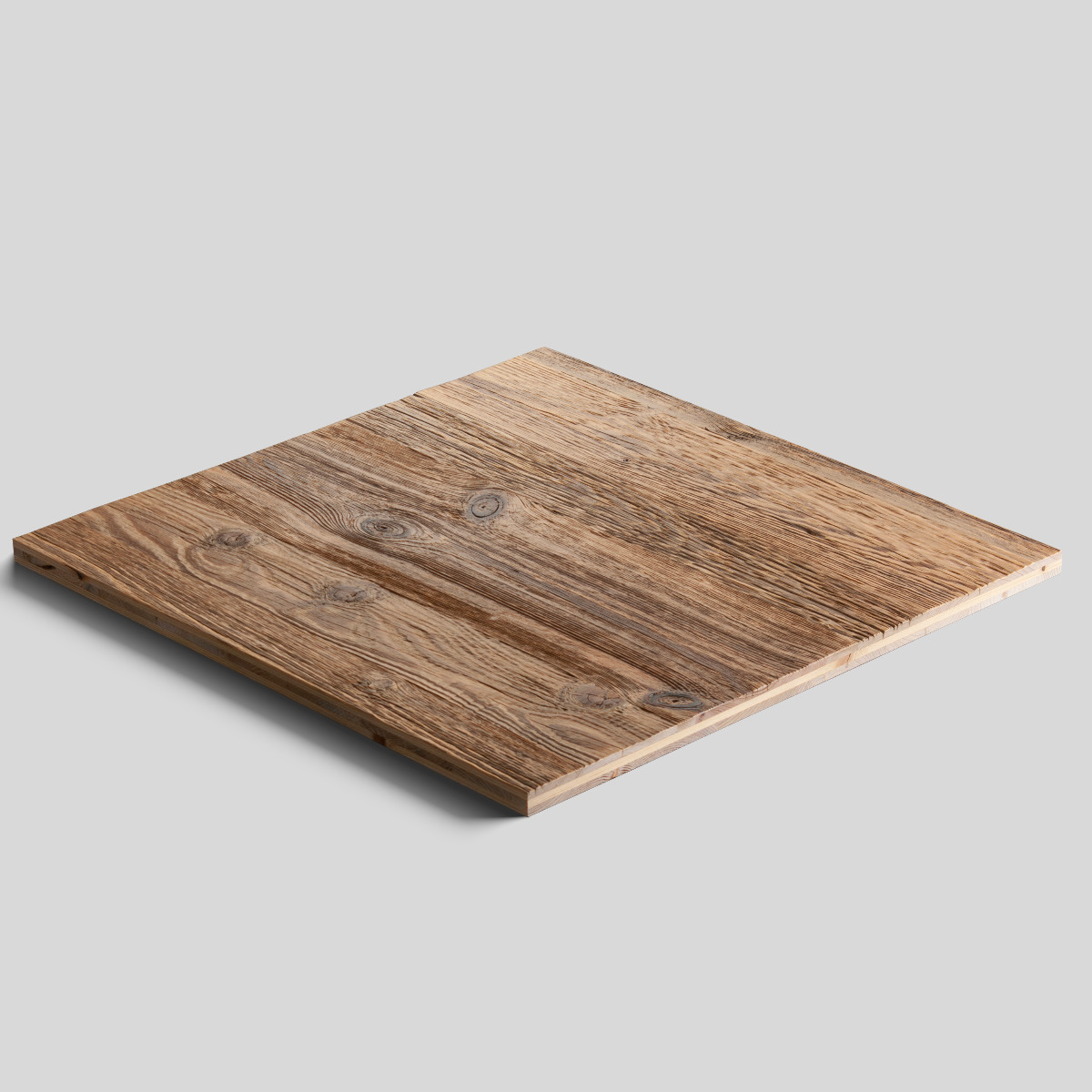 Three-layer panel: brushed reclaimed wood