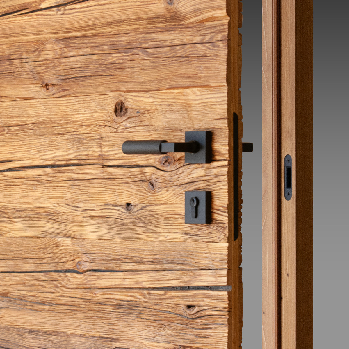 Hand hewn weathered wood door - Horizontal