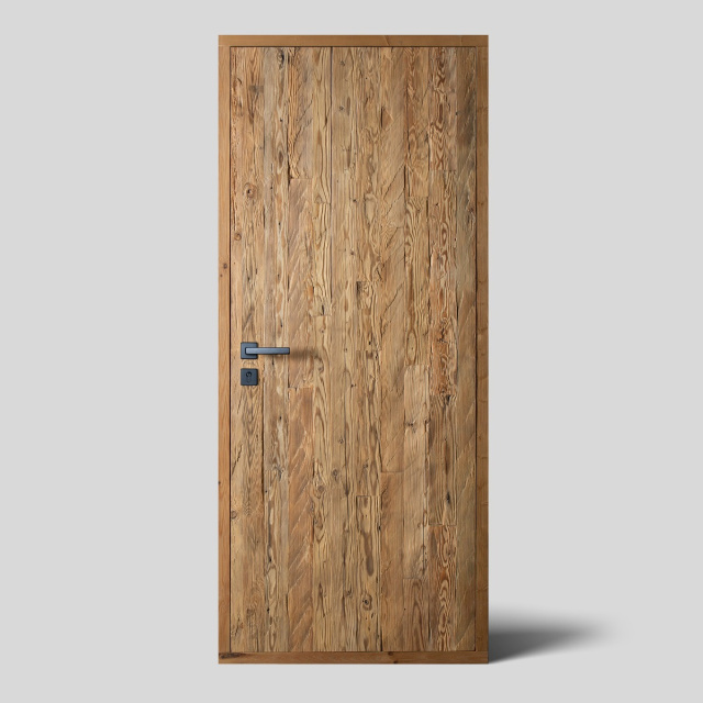 Hand hewn wood door