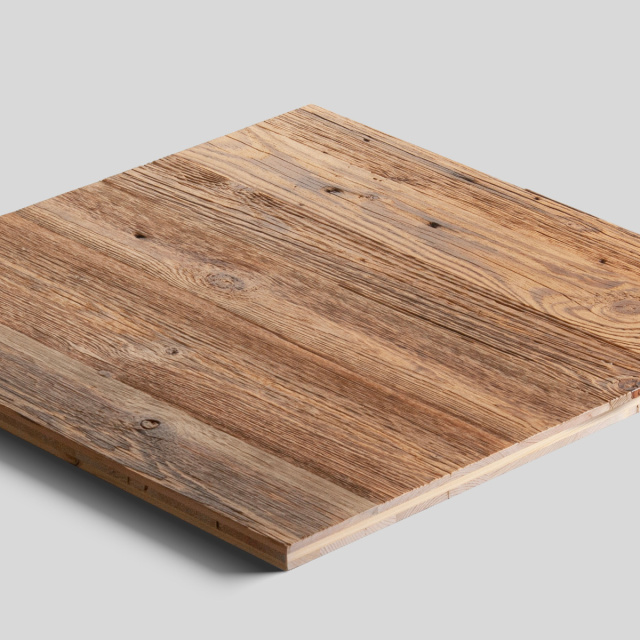 Three-layer panel: brushed reclaimed wood