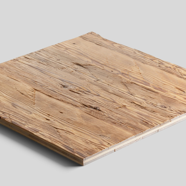 three-layer panel hand-hewn reclaimed wood