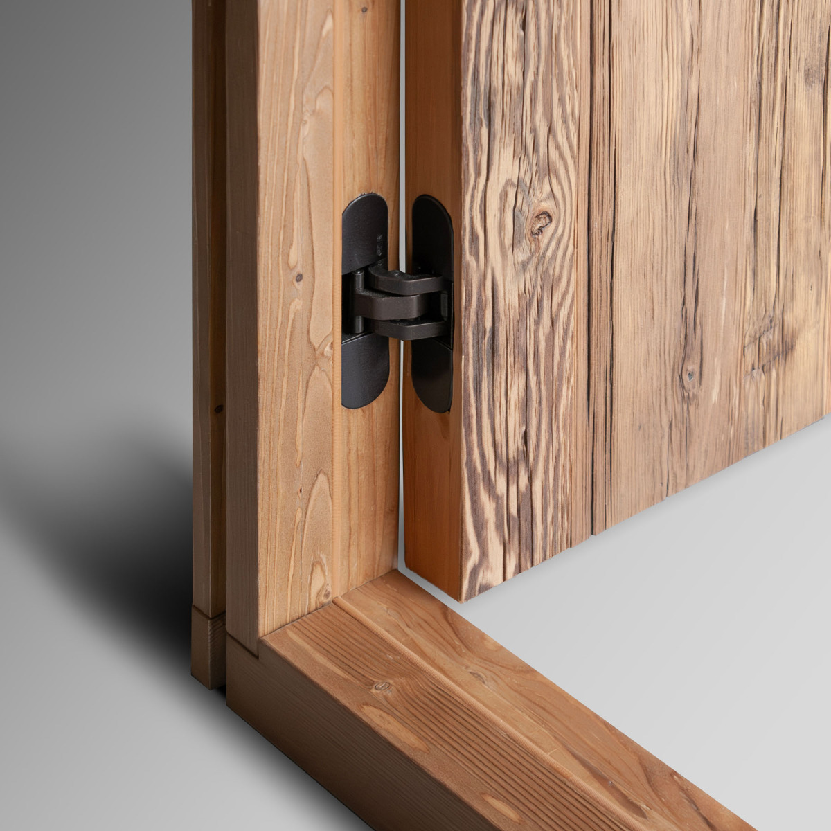 Hand hewn weathered wood door - Vertical