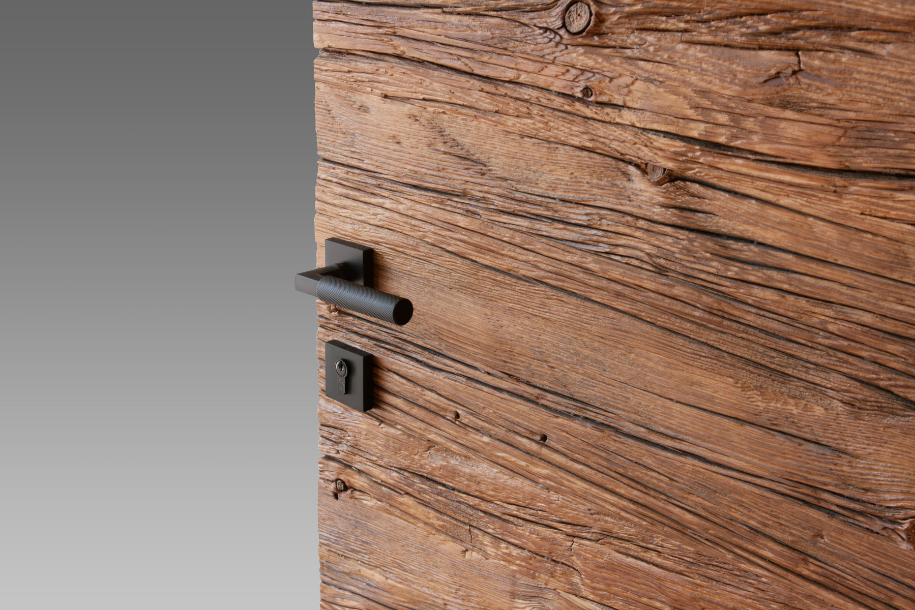 Hand hewn weathered wood door - Horizontal