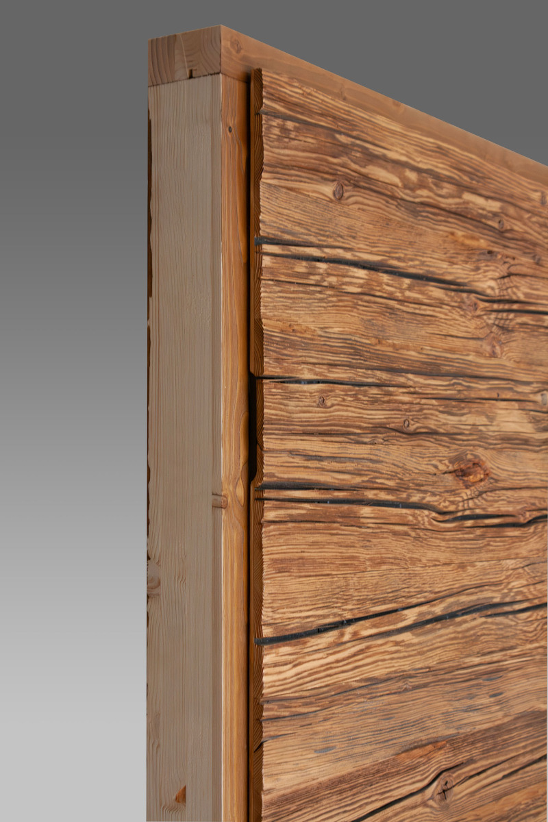 Hand hewn weathered wood door - Horizontal