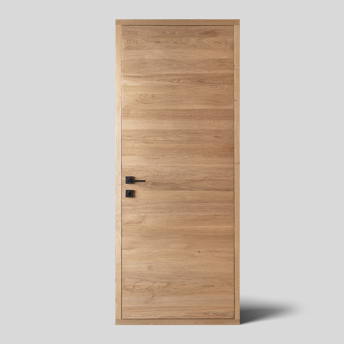 Interior oak door with a brushed surface
