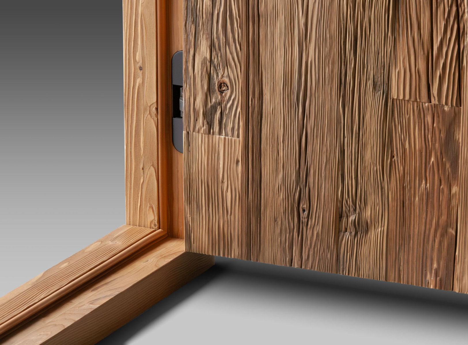 Hand hewn weathered wood door - Vertical