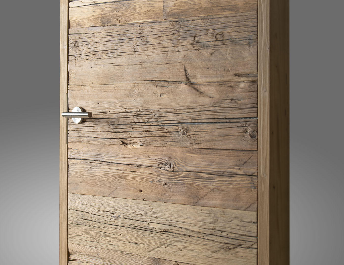 Hand hewn weathered wood door - Horizontal