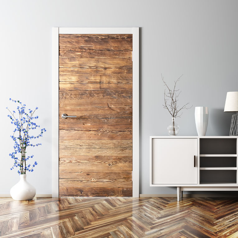 Hand hewn weathered wood door - Horizontal