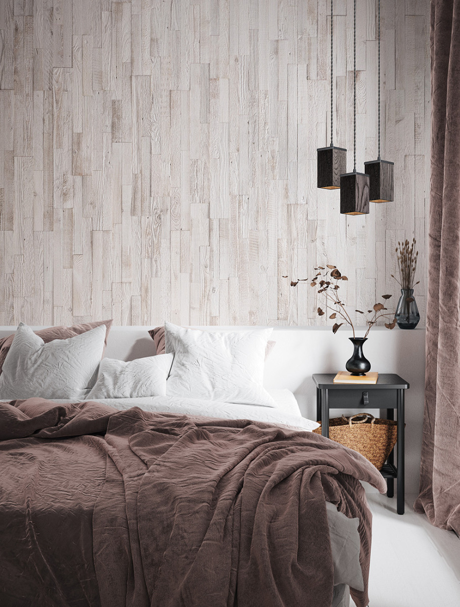 Wall panel made from reclaimed wood with whitewash finish - Cito