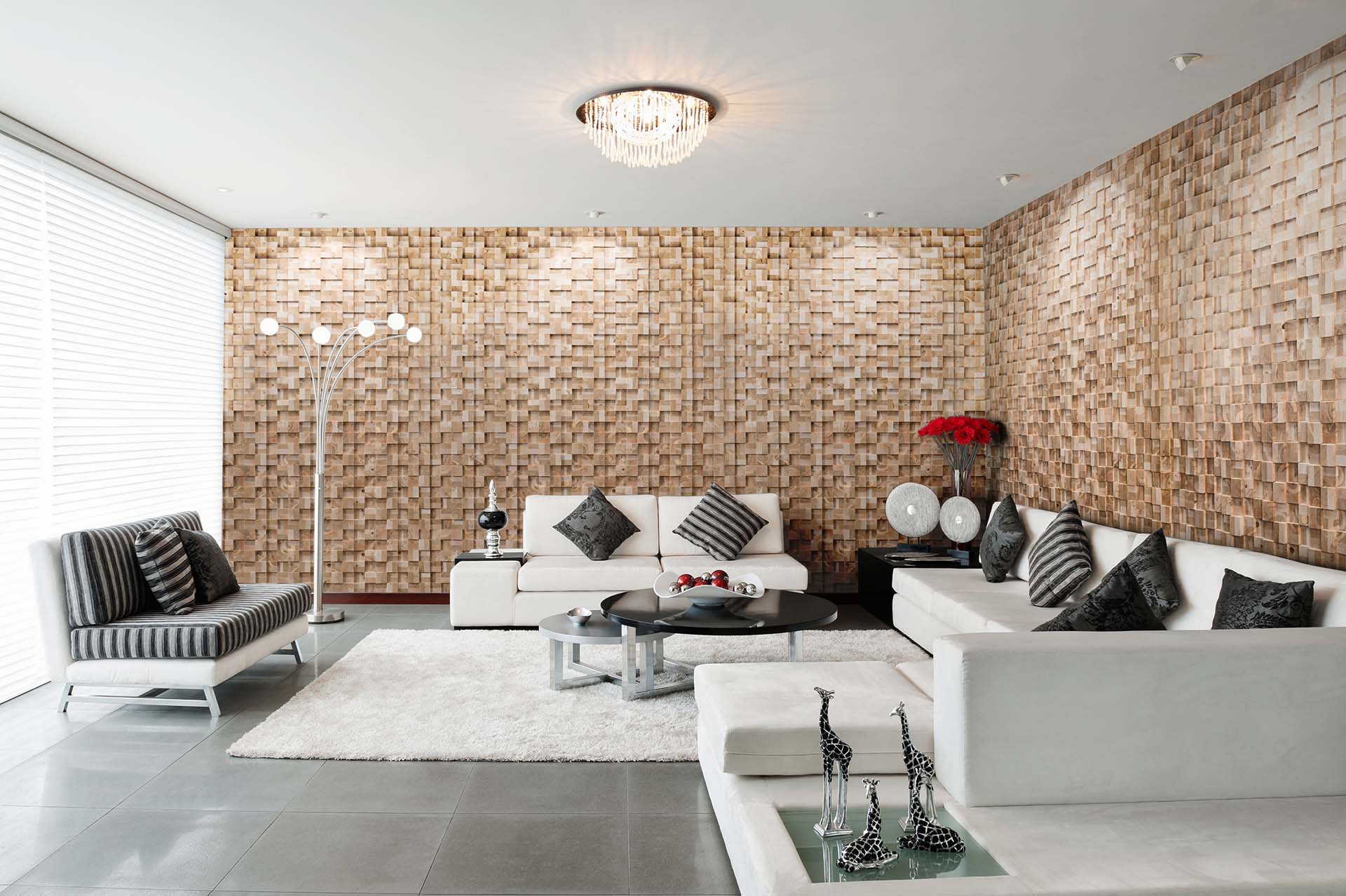 Decorative wall panels in living room