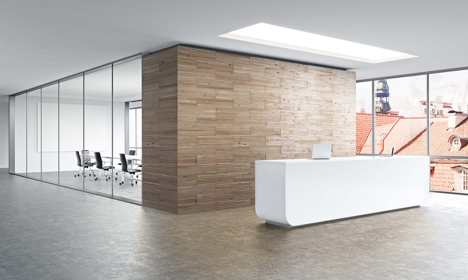Decorative wall panels in office
